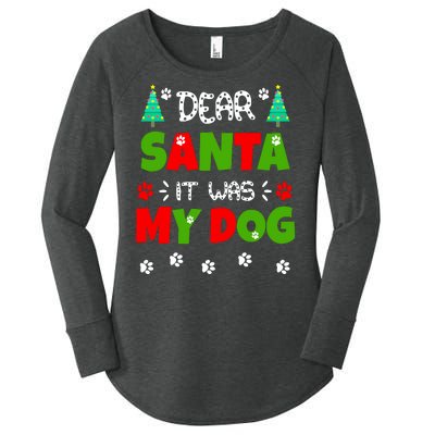 Dear Santa It Was My Dog Funny Naughty Xmas Women's Perfect Tri Tunic Long Sleeve Shirt