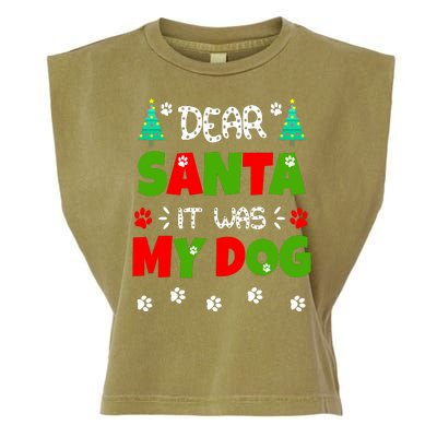 Dear Santa It Was My Dog Funny Naughty Xmas Garment-Dyed Women's Muscle Tee