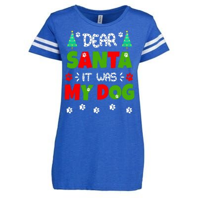 Dear Santa It Was My Dog Funny Naughty Xmas Enza Ladies Jersey Football T-Shirt