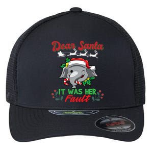 Dear Santa It Was Her Fault Siblings Matching Xmas Gift Flexfit Unipanel Trucker Cap