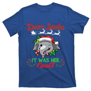 Dear Santa It Was Her Fault Siblings Matching Xmas Gift T-Shirt