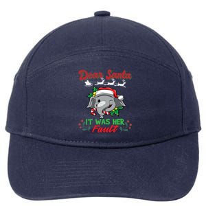 Dear Santa It Was Her Fault Siblings Matching Xmas Gift 7-Panel Snapback Hat