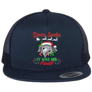 Dear Santa It Was Her Fault Siblings Matching Xmas Gift Flat Bill Trucker Hat