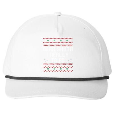 Dear Santa I Really Tried Funny Ugly Christmas Naughty Xmas Cute Gift Snapback Five-Panel Rope Hat