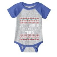 Dear Santa I Really Tried Funny Ugly Christmas Naughty Xmas Cute Gift Infant Baby Jersey Bodysuit