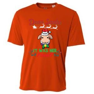 Dear Santa It Was Her Fault Siblings Matching Xmas Gift Cooling Performance Crew T-Shirt