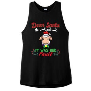 Dear Santa It Was Her Fault Siblings Matching Xmas Gift Ladies PosiCharge Tri-Blend Wicking Tank