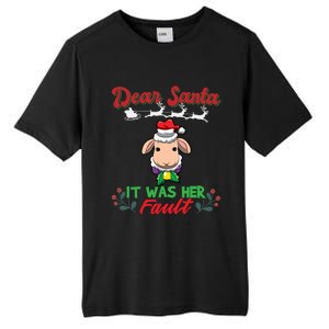 Dear Santa It Was Her Fault Siblings Matching Xmas Gift Tall Fusion ChromaSoft Performance T-Shirt