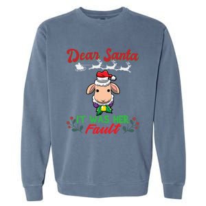 Dear Santa It Was Her Fault Siblings Matching Xmas Gift Garment-Dyed Sweatshirt