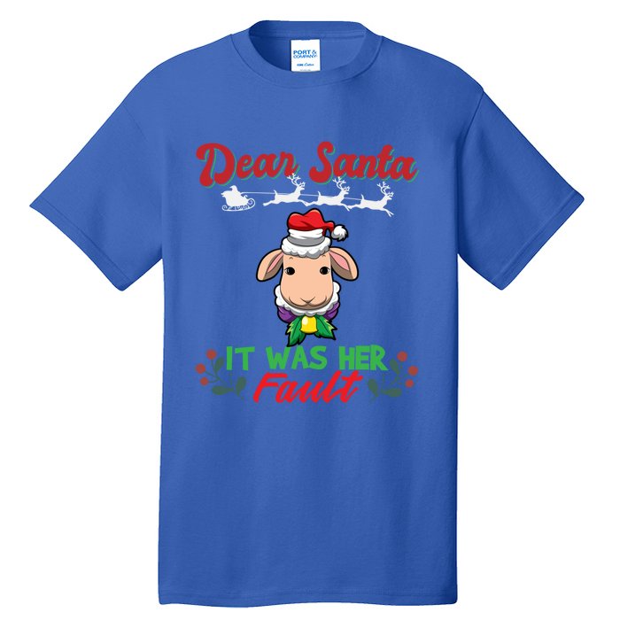 Dear Santa It Was Her Fault Siblings Matching Xmas Gift Tall T-Shirt