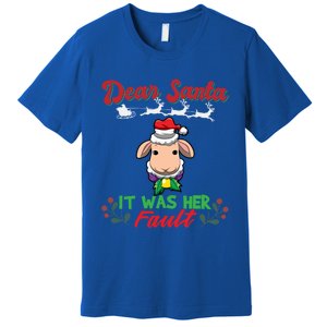 Dear Santa It Was Her Fault Siblings Matching Xmas Gift Premium T-Shirt