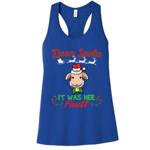 Dear Santa It Was Her Fault Siblings Matching Xmas Gift Women's Racerback Tank