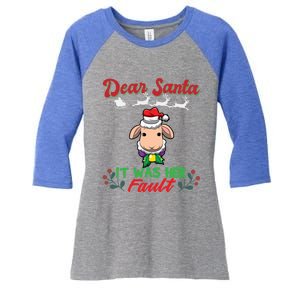 Dear Santa It Was Her Fault Siblings Matching Xmas Gift Women's Tri-Blend 3/4-Sleeve Raglan Shirt