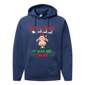 Dear Santa It Was Her Fault Siblings Matching Xmas Gift Performance Fleece Hoodie