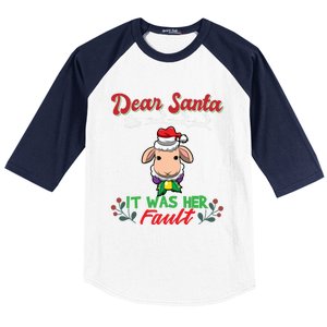 Dear Santa It Was Her Fault Siblings Matching Xmas Gift Baseball Sleeve Shirt