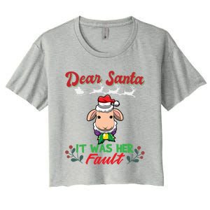 Dear Santa It Was Her Fault Siblings Matching Xmas Gift Women's Crop Top Tee