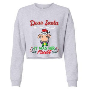 Dear Santa It Was Her Fault Siblings Matching Xmas Gift Cropped Pullover Crew