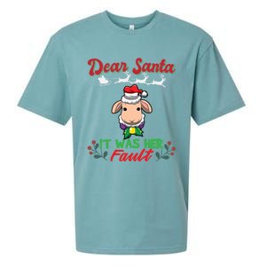 Dear Santa It Was Her Fault Siblings Matching Xmas Gift Sueded Cloud Jersey T-Shirt