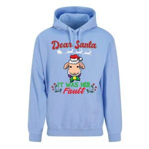 Dear Santa It Was Her Fault Siblings Matching Xmas Gift Unisex Surf Hoodie