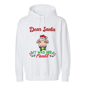 Dear Santa It Was Her Fault Siblings Matching Xmas Gift Garment-Dyed Fleece Hoodie