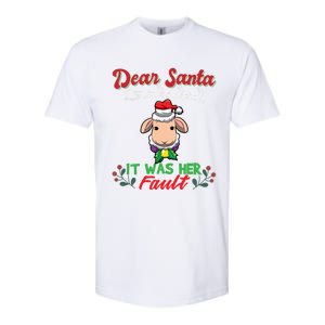 Dear Santa It Was Her Fault Siblings Matching Xmas Gift Softstyle CVC T-Shirt