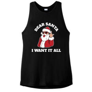 Dear Santa I Want It All Gift Ladies PosiCharge Tri-Blend Wicking Tank