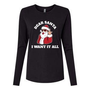 Dear Santa I Want It All Gift Womens Cotton Relaxed Long Sleeve T-Shirt