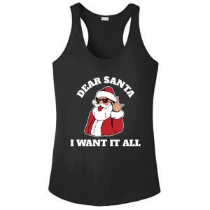 Dear Santa I Want It All Gift Ladies PosiCharge Competitor Racerback Tank