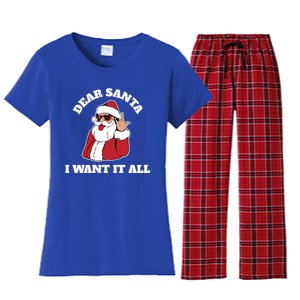 Dear Santa I Want It All Gift Women's Flannel Pajama Set