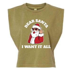 Dear Santa I Want It All Gift Garment-Dyed Women's Muscle Tee