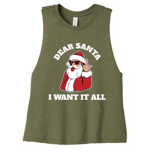 Dear Santa I Want It All Gift Women's Racerback Cropped Tank