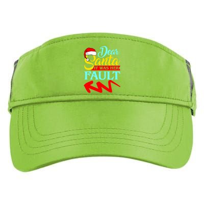 Dear Santa It Was Her Fault (Arrow Pointing Left) Christmas Gift Adult Drive Performance Visor