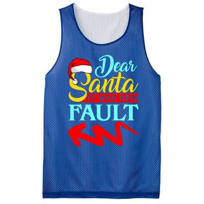 Dear Santa It Was Her Fault (Arrow Pointing Left) Christmas Gift Mesh Reversible Basketball Jersey Tank