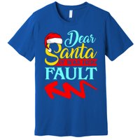 Dear Santa It Was Her Fault (Arrow Pointing Left) Christmas Gift Premium T-Shirt