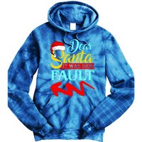 Dear Santa It Was Her Fault (Arrow Pointing Left) Christmas Gift Tie Dye Hoodie