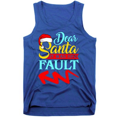 Dear Santa It Was Her Fault (Arrow Pointing Left) Christmas Gift Tank Top