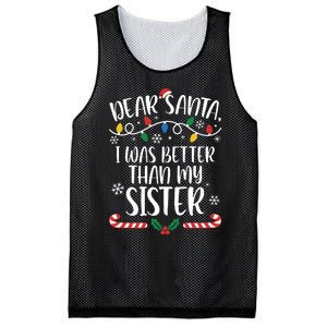 Dear Santa I Wasb Etter Than My Sister Funny Christmas Matching Family Mesh Reversible Basketball Jersey Tank