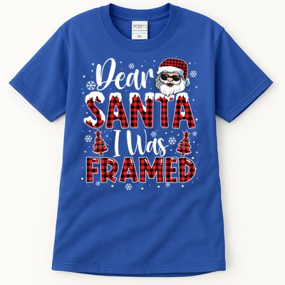 Dear Santa I Was Framed Christmas Naughty List Costume Funny Gift Tall T-Shirt