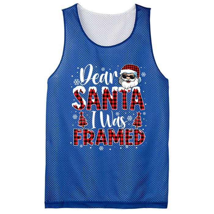 Dear Santa I Was Framed Christmas Naughty List Costume Funny Gift Mesh Reversible Basketball Jersey Tank