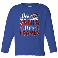 Dear Santa I Was Framed Christmas Naughty List Costume Funny Gift Toddler Long Sleeve Shirt