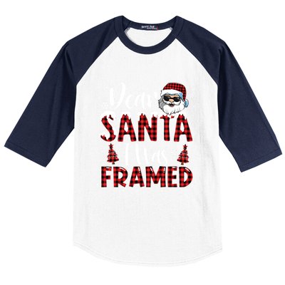 Dear Santa I Was Framed Christmas Naughty List Costume Funny Gift Baseball Sleeve Shirt