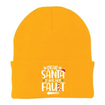 Dear Santa It Was Her Fault Matching Christmas Couples Funny Gift Knit Cap Winter Beanie