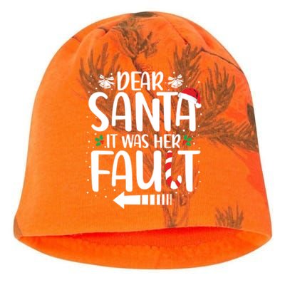 Dear Santa It Was Her Fault Matching Christmas Couples Funny Gift Kati - Camo Knit Beanie