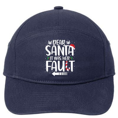 Dear Santa It Was Her Fault Matching Christmas Couples Funny Gift 7-Panel Snapback Hat