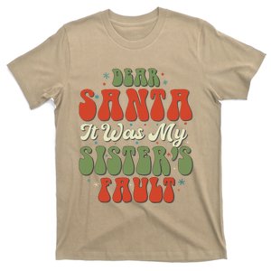 Dear Santa It Was My Sisters Fault Funny Christmas Couples T-Shirt