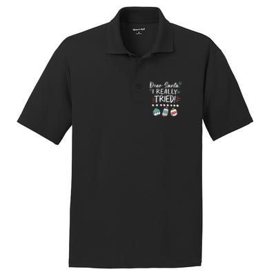 Dear Santa I Really Tried Family Group Christmas Matching Meaningful Gift PosiCharge RacerMesh Polo