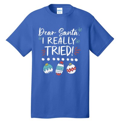 Dear Santa I Really Tried Family Group Christmas Matching Meaningful Gift Tall T-Shirt