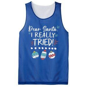 Dear Santa I Really Tried Family Group Christmas Matching Meaningful Gift Mesh Reversible Basketball Jersey Tank