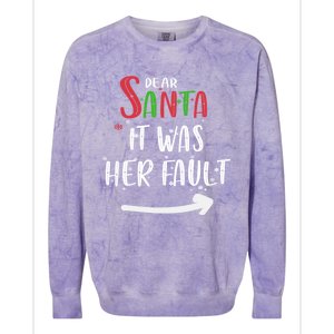 Dear Santa It Was His Fault His And Her Christmas Gift Colorblast Crewneck Sweatshirt