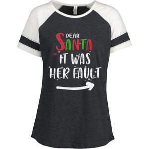 Dear Santa It Was His Fault His And Her Christmas Gift Enza Ladies Jersey Colorblock Tee